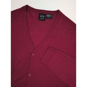 Armani Exchange Men's XXL Burgundy Maroon Cardigan Wool Blend Quiet Luxury